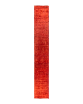 Contemporary Overyed Wool Hand Knotted Orange Runner 2' 9" x 17' 10"