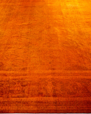 Modern Overdyed Hand Knotted Wool Orange Area Rug 8' 0" x 10' 1"