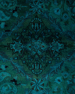 Contemporary Hand-Knotted Overdyed Blue Octagon Area rug 6' 4" x 6' 4"