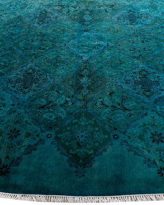 Contemporary Hand-Knotted Overdyed Blue Octagon Area rug 6' 4" x 6' 4"