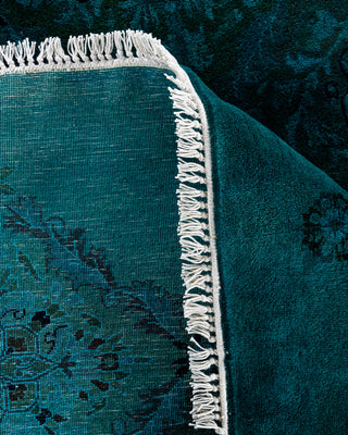 Contemporary Hand-Knotted Overdyed Blue Octagon Area rug 6' 4" x 6' 4"