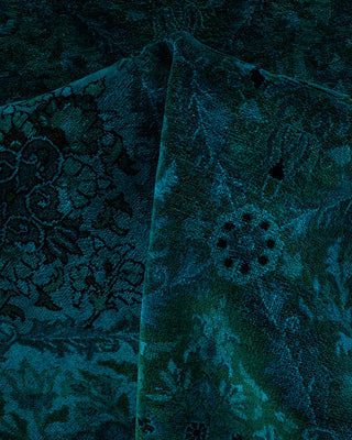 Contemporary Hand-Knotted Overdyed Blue Octagon Area rug 6' 4" x 6' 4"
