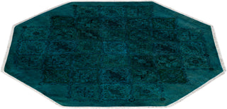 Contemporary Hand-Knotted Overdyed Blue Octagon Area rug 6' 4" x 6' 4"
