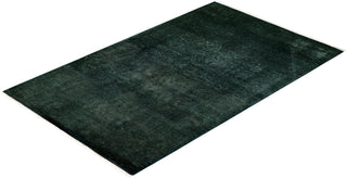 Modern Overdyed Hand Knotted Wool Green Area Rug 3' 2" x 5' 3"