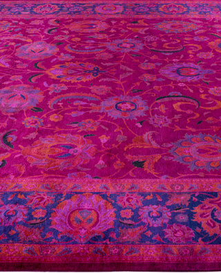 Overdyed Hand-Knotted Wool Modern-Contemporary Pink Area Rug 9' 4" x 12' 2"