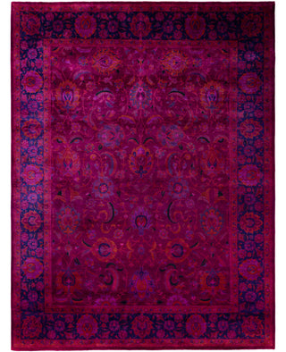 Overdyed Hand-Knotted Wool Modern-Contemporary Pink Area Rug 9' 4" x 12' 2"