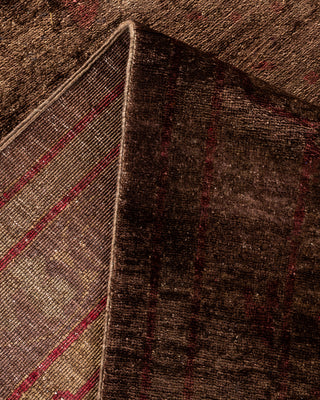 Contemporary Fine Vibrance Brown Wool Area Rug - 9' 0" x 11' 10"