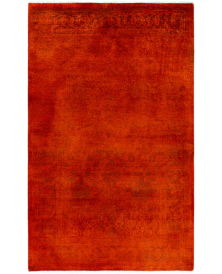 Contemporary Overdyed Wool Hand Knotted Orange Area Rug 3' 3" x 5' 10"