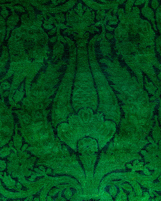 Contemporary Overyed Wool Hand Knotted Green Runner 2' 8" x 7' 9"
