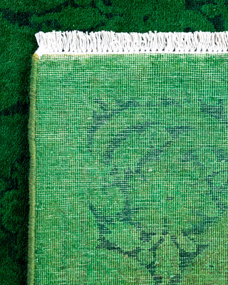 Contemporary Hand-Knotted Overdyed Green Runner 2' 8" x 7' 9"