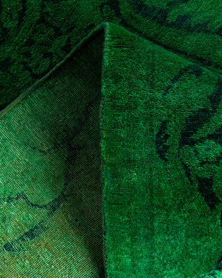Contemporary Hand-Knotted Overdyed Green Runner 2' 8" x 7' 9"