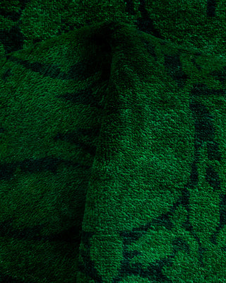 Contemporary Overyed Wool Hand Knotted Green Runner 2' 8" x 7' 9"