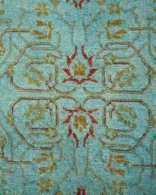 Contemporary Hand Knotted Overdyed Blue Runner 2' 7" x 12' 3"