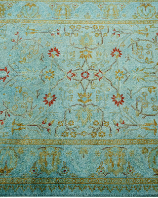 Modern Overdyed Hand Knotted Wool Blue Runner 2' 7" x 12' 3"