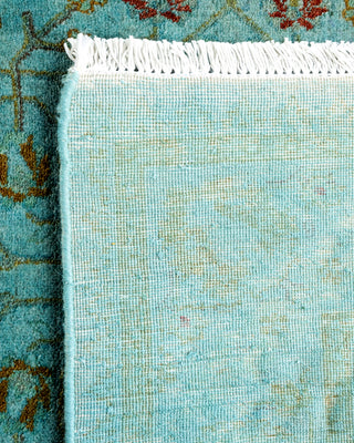 Modern Overdyed Hand Knotted Wool Blue Runner 2' 7" x 12' 3"