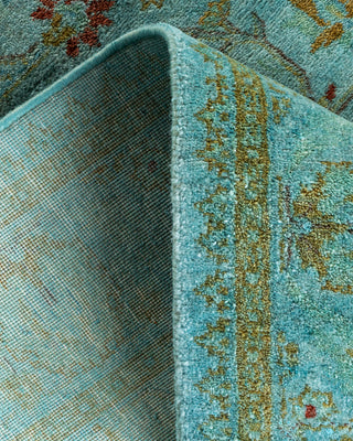 Contemporary Hand Knotted Overdyed Blue Runner 2' 7" x 12' 3"