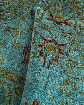 Contemporary Hand Knotted Overdyed Blue Runner 2' 7" x 12' 3"