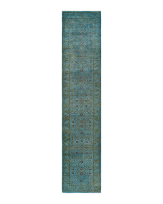Contemporary Fine Vibrance Blue Wool Area Rug 2' 7" x 12' 3"