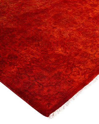 Contemporary Overyed Wool Hand Knotted Orange Runner 2' 7" x 4' 8"