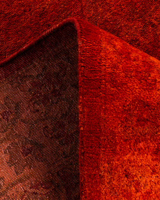 Contemporary Hand-Knotted Overdyed Orange Runner 2' 7" x 4' 8"
