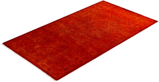 Contemporary Overyed Wool Hand Knotted Orange Runner 2' 7" x 4' 8"