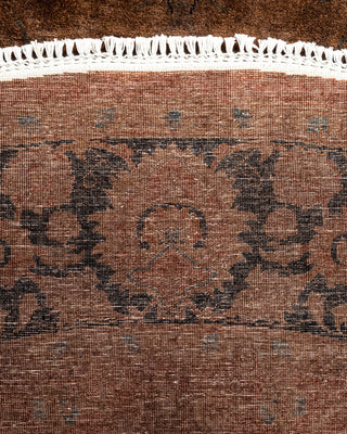 Modern Overdyed Hand Knotted Wool Brown Area Rug 6' 1" x 6' 1"