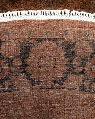 Contemporary Hand Knotted Overdyed Brown Area Rug 6' 1" x 6' 1"