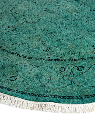 Contemporary Hand-Knotted Overdyed Blue Round Area Rug 6' 1" x 6' 1"
