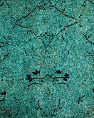 Contemporary Hand-Knotted Overdyed Blue Round Area Rug 6' 1" x 6' 1"