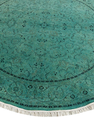 Contemporary Hand-Knotted Overdyed Blue Round Area Rug 6' 1" x 6' 1"