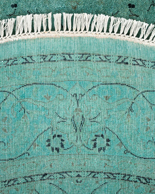 Contemporary Hand-Knotted Overdyed Blue Round Area Rug 6' 1" x 6' 1"