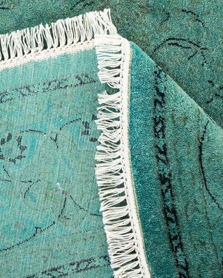 Contemporary Hand-Knotted Overdyed Blue Round Area Rug 6' 1" x 6' 1"