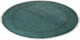 Contemporary Hand-Knotted Overdyed Blue Round Area Rug 6' 1" x 6' 1"