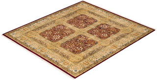Traditional Hand Knotted Red Square Area Rug 6' 1" x 6' 10"