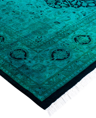 Overdyed Hand-Knotted Wool Modern-Contemporary Green Area Rug 5' 1" x 7' 10"