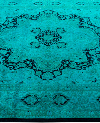 Overdyed Hand-Knotted Wool Modern-Contemporary Green Area Rug 5' 1" x 7' 10"