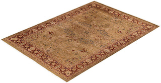 Modern Overdyed Hand Knotted Wool Brown Area Rug 4' 3" x 5' 10"