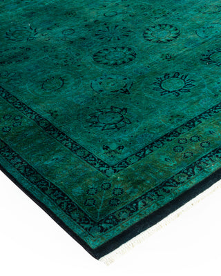 Contemporary Fine Vibrance Green Wool Area Rug - 4' 0" x 15' 0"