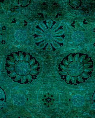 Contemporary Fine Vibrance Green Wool Area Rug - 4' 0" x 15' 0"