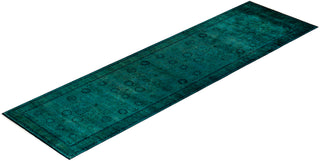 Contemporary Fine Vibrance Green Wool Area Rug - 4' 0" x 15' 0"