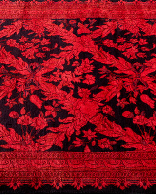 Modern Overdyed Hand Knotted Wool Red Runner 2' 6" x 12' 0"