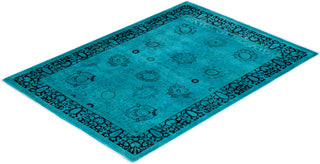 Contemporary Hand-Knotted Overdyed Blue Area Rug 4' 1" x 5' 8"