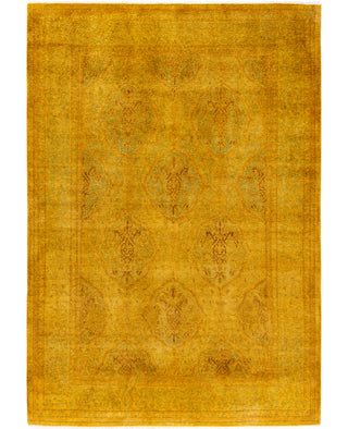 Overdyed Hand-Knotted Wool Modern-Contemporary Gold Area Rug 4' 1" x 6' 1"