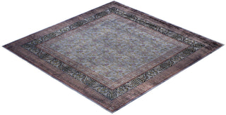 Contemporary Overdyed Wool Hand Knotted Gray Round Area Rug 9' 2" x 9' 5"