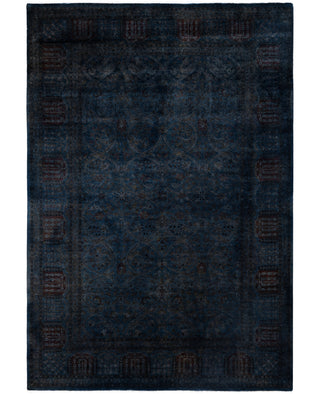 Overdyed One-of-a-Kind Wool Black Area Rug 6' 1" x 8' 9"