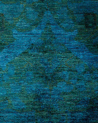 Modern Overdyed Hand Knotted Wool Blue Area Rug 8' 10" x 11' 4"