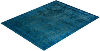 Modern Overdyed Hand Knotted Wool Blue Area Rug 8' 10" x 11' 4"