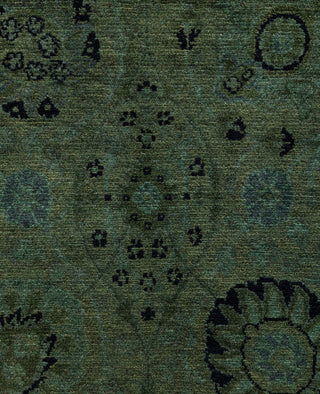 Overdyed Hand-Knotted Wool Modern-Contemporary Green Runner 2' 6" x 12' 4"