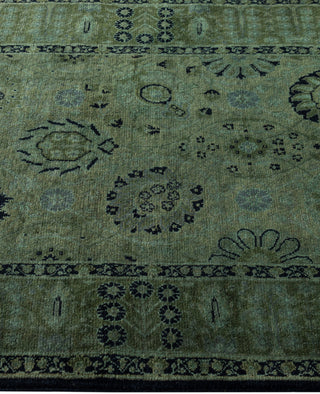 Overdyed Hand-Knotted Wool Modern-Contemporary Green Runner 2' 6" x 12' 4"