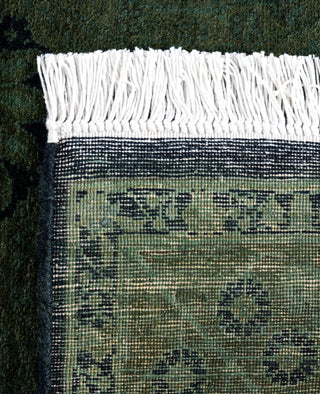 Overdyed Hand-Knotted Wool Modern-Contemporary Green Runner 2' 6" x 12' 4"